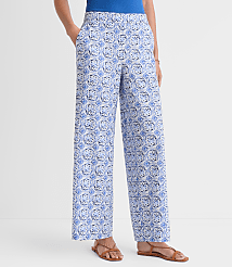 Pull On Wide Leg Pants in Mosaic Linen Cotton carousel Product Image 3