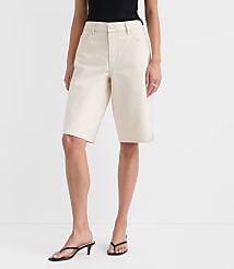 Rivete Curvy High Rise Denim Bermuda Shorts in Ivory carousel Product Image 1