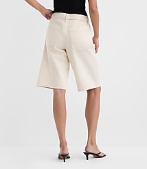 Rivete Curvy High Rise Denim Bermuda Shorts in Ivory carousel Product Image 2