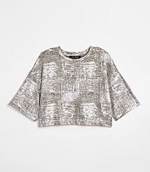 Petite LOFT Versa Metallic Cropped Relaxed Tee carousel Product Image 5
