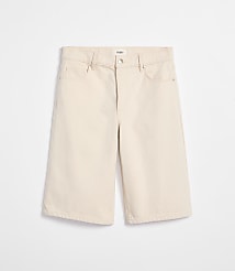 Rivete High Rise Denim Bermuda Shorts in Ivory carousel Product Image 4