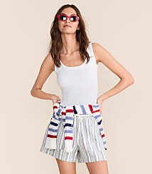 Lou & Grey Striped Linen Cotton Shorts carousel Product Image 1