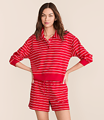 Lou & Grey Striped Terrysoft Polo Top carousel Product Image 1
