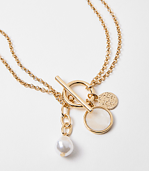 Pearlized Coin Chain Toggle Necklace carousel Product Image 2