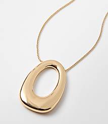 Open Oval Pull Tie Pendant Necklace carousel Product Image 2