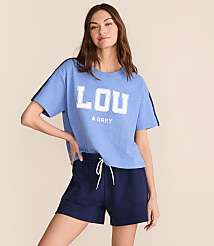 Lou & Grey Shoulder Stripe Soft Slub Logo Tee carousel Product Image 1