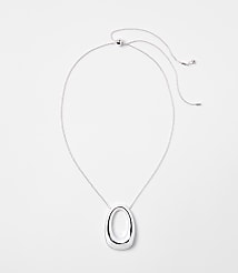 Open Oval Pull Tie Pendant Necklace carousel Product Image 1