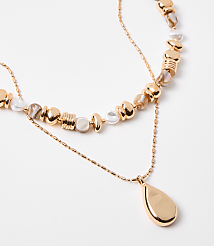Pearlized Metallic Drop Layered Necklace Set carousel Product Image 2
