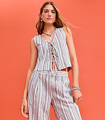 Lou & Grey Striped Linen Cotton Tie Vest carousel Product Image 4