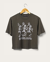 Junk Food Grateful Dead Dancing Skeletons Cropped Mock Neck Tee carousel Product Image 1