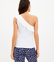 Ruffle Ribbed One Shoulder Tank Top carousel Product Image 2