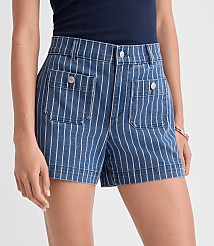 Palmer Denim Shorts in Red Stripe carousel Product Image 4