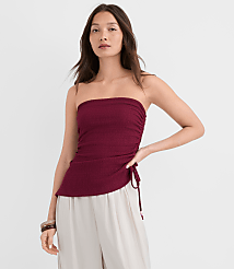 Petite Beaded Ruched Asymmetric Strapless Top carousel Product Image 1