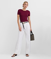 Petite Relaxed Straight Pants in Twill carousel Product Image 1