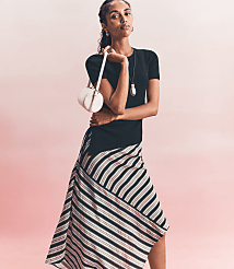 Striped Asymmetrical Midi Skirt carousel Product Image 4