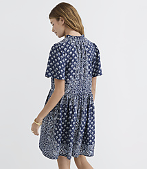 Petite Bandana Print Ruffle Tie Neck Mini Pocket Dress carousel Product Image 3