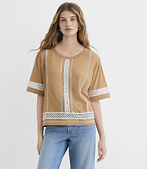 Petite Lace Trim Jersey Tee carousel Product Image 1