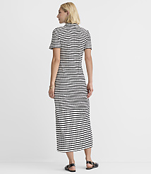 Petite Striped Pointelle Collared Midi Dress carousel Product Image 3