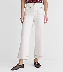 Petite Palmer Wide Leg Crop Pants in Topstitched Twill carousel Product Image 2