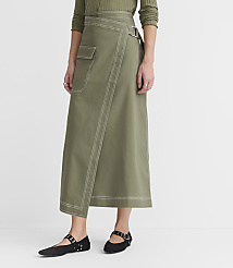 Petite Topstitched Midi Pocket Wrap Skirt carousel Product Image 2