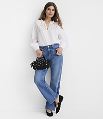 Petite Floral Cutout Poplin Blouse carousel Product Image 2