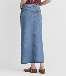 Petite Denim Midi Wrap Skirt in Bright Mid Indigo Wash carousel Product Image 3