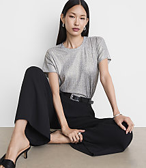 Petite LOFT Versa Shimmer Ribbed Tee carousel Product Image 2