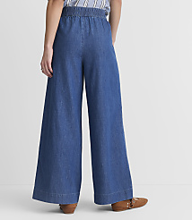 Petite Pull On Wide Leg Pant in Chambray carousel Product Image 3