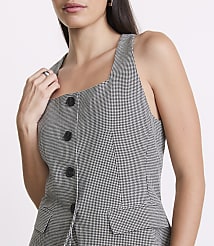Petite LOFT Versa Seasonless Stretch Halter Vest in Mini Houndstooth carousel Product Image 4