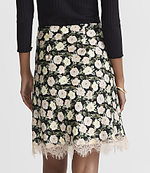 Tall Floral Lace Trim Satin Mini Skirt carousel Product Image 3