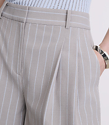 Petite LOFT Versa Seasonless Stretch Double Pleat Shorts in Stripe carousel Product Image 4