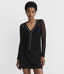 Petite Tipped Sheer V-Neck Cardigan carousel Product Image 1
