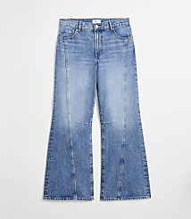 Rivete Petite Seamed Mid Rise Relaxed Flare Jeans in Classic Light Indigo carousel Product Image 5