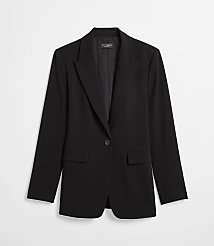 A black blazer with a single button closure is displayed against a plain white background. carousel Product Image 5