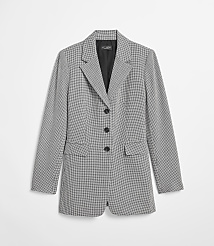A black and white patterned blazer with three buttons is displayed against a plain white background. carousel Product Image 5