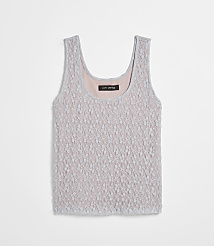 A light gray lace tank top with a pink lining is laid flat against a plain white background. carousel Product Image 3