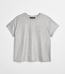 Petite LOFT Versa Shimmer Ribbed Tee carousel Product Image 5