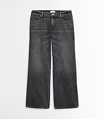 Rivete Petite Low Rise Wide Leg Jeans in Lune Wash carousel Product Image 4