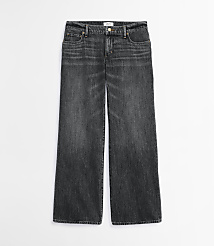 Rivete Petite Curvy Low Rise Wide Leg Jeans in Lune Wash carousel Product Image 3