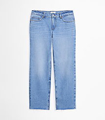 Rivete Petite Curvy Fresh Cut Low Rise Straight Jeans in Medium Light Authentic Indigo carousel Product Image 3