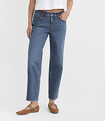 Rivete Tall Low Rise Straight Jeans in Medium Original Enzyme Wash carousel Product Image 2