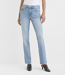 Rivete Petite Curvy Mid Rise Stovepipe Jeans in Aura Wash carousel Product Image 1
