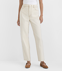Rivete Petite Curvy High Rise Straight Jeans in Ecru carousel Product Image 1