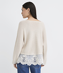 Petite Lace Mixed Media Dolman Sweater carousel Product Image 3