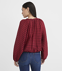 Petite Striped Tie Neck Bubble Blouse carousel Product Image 3