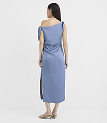 Petite Satin Tie One Shoulder Midi Dress carousel Product Image 3