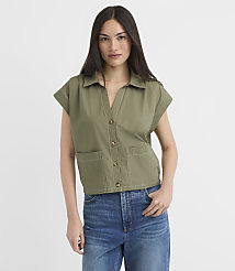 Petite Poplin Wedge Utility Pocket Top carousel Product Image 1