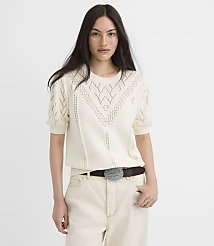 Petite Stitchy Elbow Sleeve Sweater Tee carousel Product Image 1