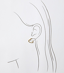 A delicate gold heart-shaped earring adorns an ear, outlined against a simple, light background. carousel Product Image 2