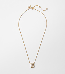 A rose gold necklace with a block letter "B" pendant hangs against a plain white background. carousel Product Image 1